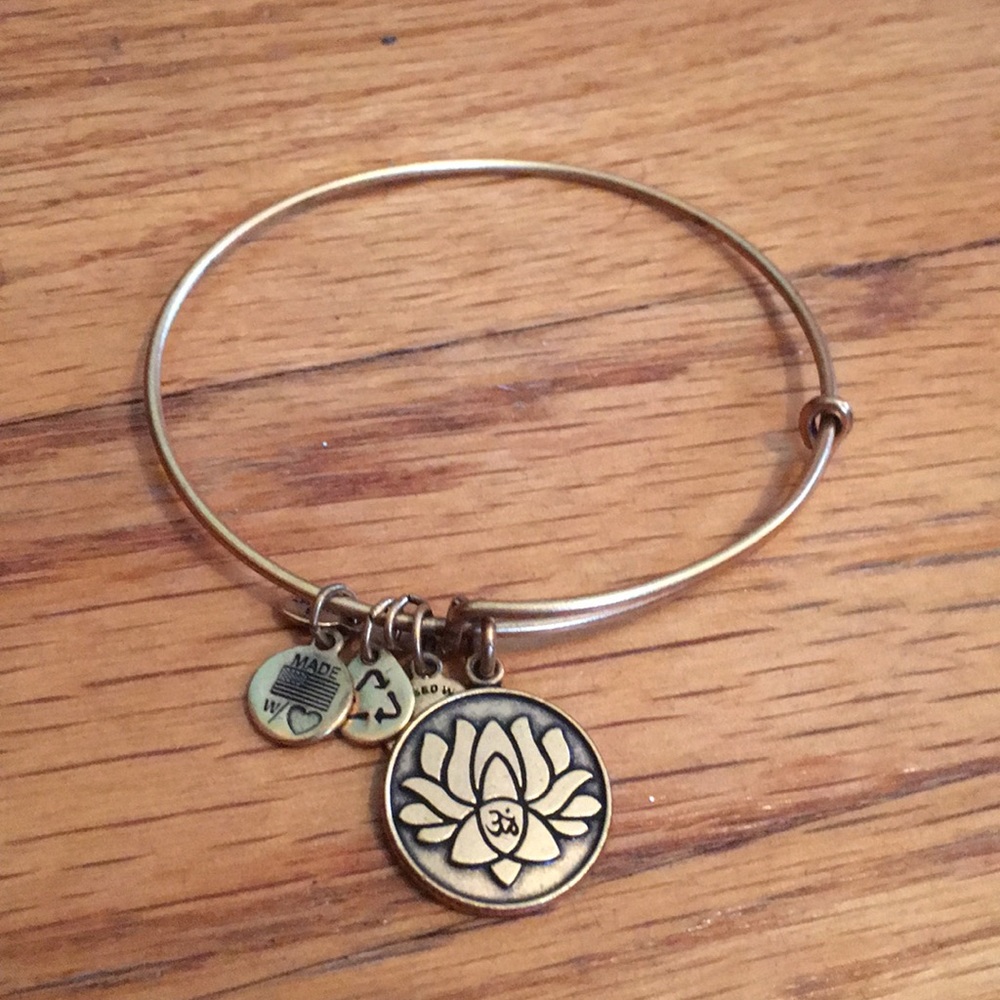 Gold alex and ani lotus bracelet